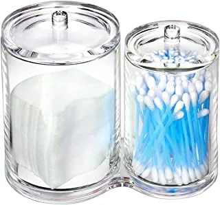 MAKINGTEC Acrylic Round Swab Q-Tips Container, Clear