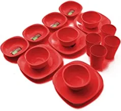 Eco Plast Dinnerware Medium Plates Set - 16 Pcs - (Red) Eco Plast