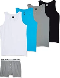 Hero Basic mens Set Of 4 - Tank Tops + Free Boxer Underwear (pack of 5)