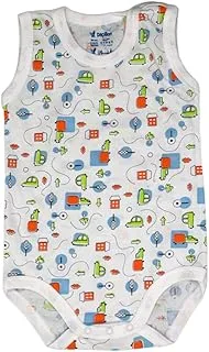 Papillon cotton sleeveless bodysuit underwear printed cars for boys-white&orange-3/6 months