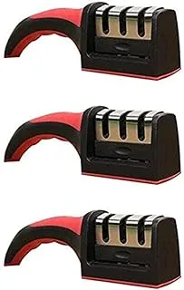 Generic Knife sharpener professional 3 stage sharping system for steel knives set of 3 pieces - black (Assorted Colors)