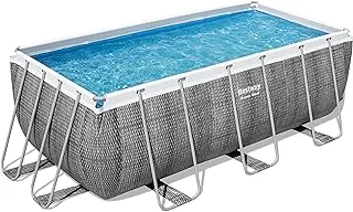 Bestway power steel frame pool, 412 x 201 x 122 cm, complete set with filter pump, square, grey