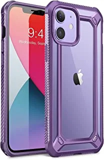 Supcase unicorn beetle exo series case for iphone 12 mini (2020 release) 5.4 inch, premium hybrid protective clear bumper case (purple)