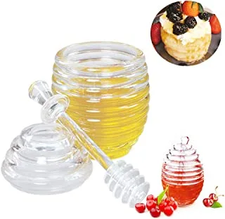 LEAMALLS Honey Dispenser, Jar Storage Pot Syrup Sugar Container Canisters Kitchen Tools 265ML - Clear