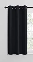 Cartela thermal insulated blackout room darkening grommet curtains for living room/bedroom (1 panel) (black, 132w x 160h cm)