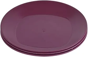 Bager bg-404 clover round plate for serving food set of 3 pieces 20cm - dark purple