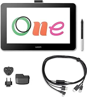 جهاز لوحي للرسم Wacom One بشاشة ، شاشة عرض قلم 13.3 بوصة للمبتدئين والعلامات الرقمية: Mac و PC و Chromebook و Android (DTC133W0A)