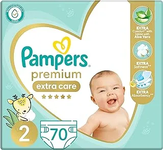 Pampers premium extra care diapers, size 2, 3-8 kg, with lotion with aloe vera, 70 baby diapers