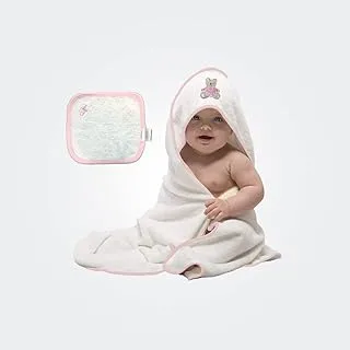 Komkom baby hooded towel white bear pink 2pcs