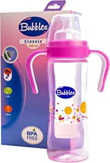 Bubbles Classic Feeding Bottle 260 ml With Hand - rose