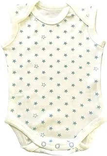 Komkom baby boys star pattern sleeveless bodysuit ecru-size 9-12m