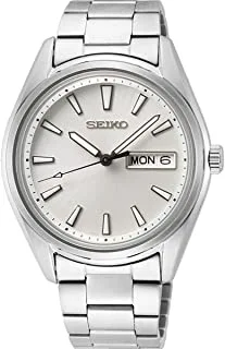 Seiko Watch for Men, Quartz Movement, Analog Display, Silver Stainless Steel Strap-SUR345P1