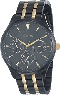 Titan Watch for Men, Quartz Movement, Analog Display, Black Metal Band Strap-NR90127KM01