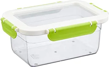 Rectangle acrylic food container with clear glass lid (liter) - green * white