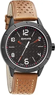 Sonata Nxt Analog Black Dial Men's Watch-NN7137AL02/NP7137AL02, Brown Black, Strap