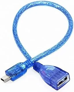 Keendex KX 2535 USB 2.0 A Female to Mini USB 5pin Male Charger Cable, 10cm - Clear Blue