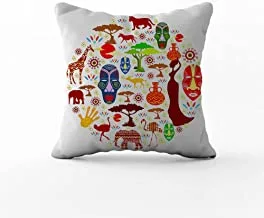 Jalsa Square Printed Velvet Decorative Pillow - Multi Color size: 45 cm × 45 cm