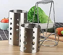 Stainless steel double bowl and clean spoon holder - pack of 3