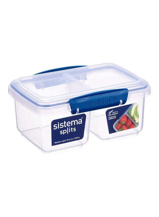 sistema Medium Split Food Container Dark Blue - Clear 835ml