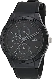 Q&Q Watch for Men, Quartz Movement, Analog Display, Black Resin Strap-VS54J009Y