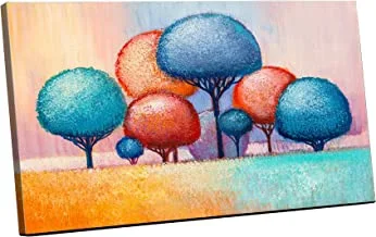 Home gallery Canvas Wall Art, Abstract Framed Portrait of colorful trees 90x60cm