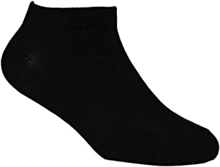 White Flower Cotton Above Ankle Sock For Unisex-Black-12 Years