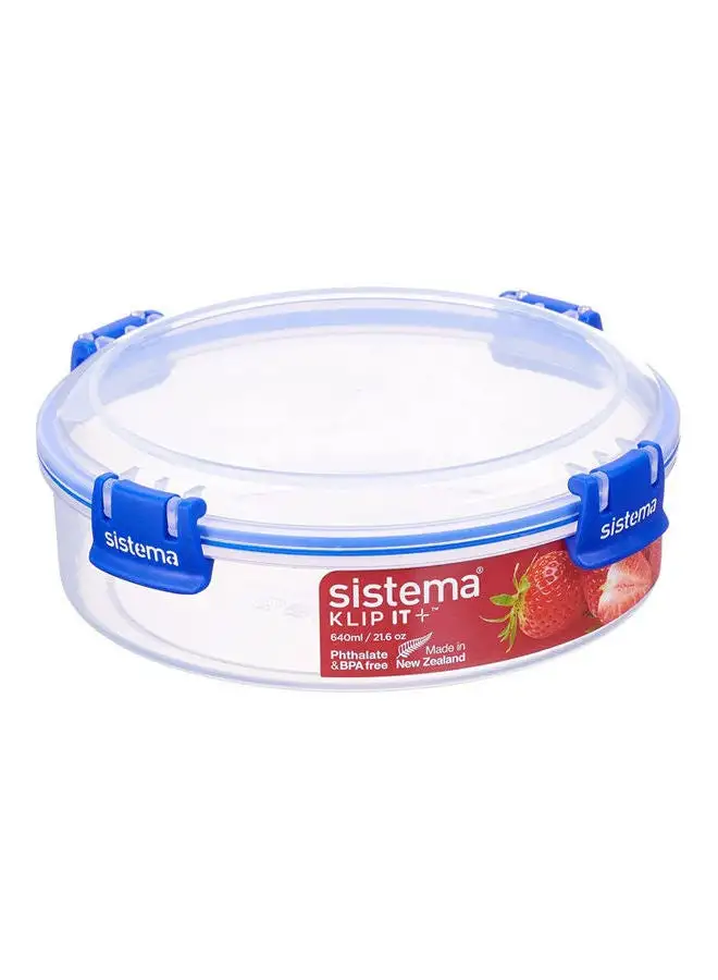 sistema Klip It Plus Round Container, Polypropylene Blue 640 ML