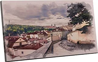 Home gallery Canvas wall art, abstract framed portrait of street in prague, czech 60x40cm