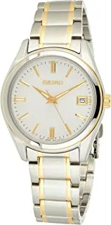 Seiko Watch for Men, Quartz Movement, Analog Display, Gold Stainless Steel Strap-SUR320P1