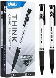 Deli think black ball point pen set for students, office,1 pc, tip: 0.7mm,(eq25-bk)