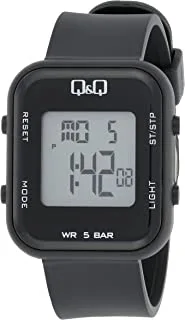 Q&Q Watch Unisex, Quartz Movement, Digital Display, Black Resin Strap-M207J001Y