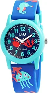 Q&Q Watch Unisex, Quartz Movement, Analog Display, Blue Resin Strap-VR99J017Y