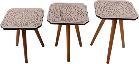 Momentum set of 3 side tables, different heights, beech wooden legs, formica surface