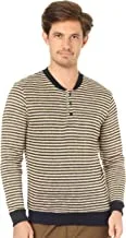 offcliff Men henly stripped sweatshirt long sleeves with buttons-café-m