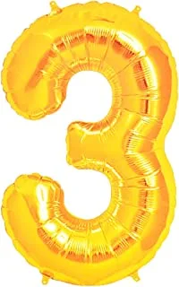 Generic Foil Large Balloon With Number Three Design For Party And Birthday 32 Inch - Gold