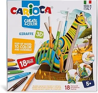 Carioca 42901 - إنشاء ولون ثلاثي الأبعاد منبثق مع 18 علامة قابلة للغسل الإضافي - زرافة