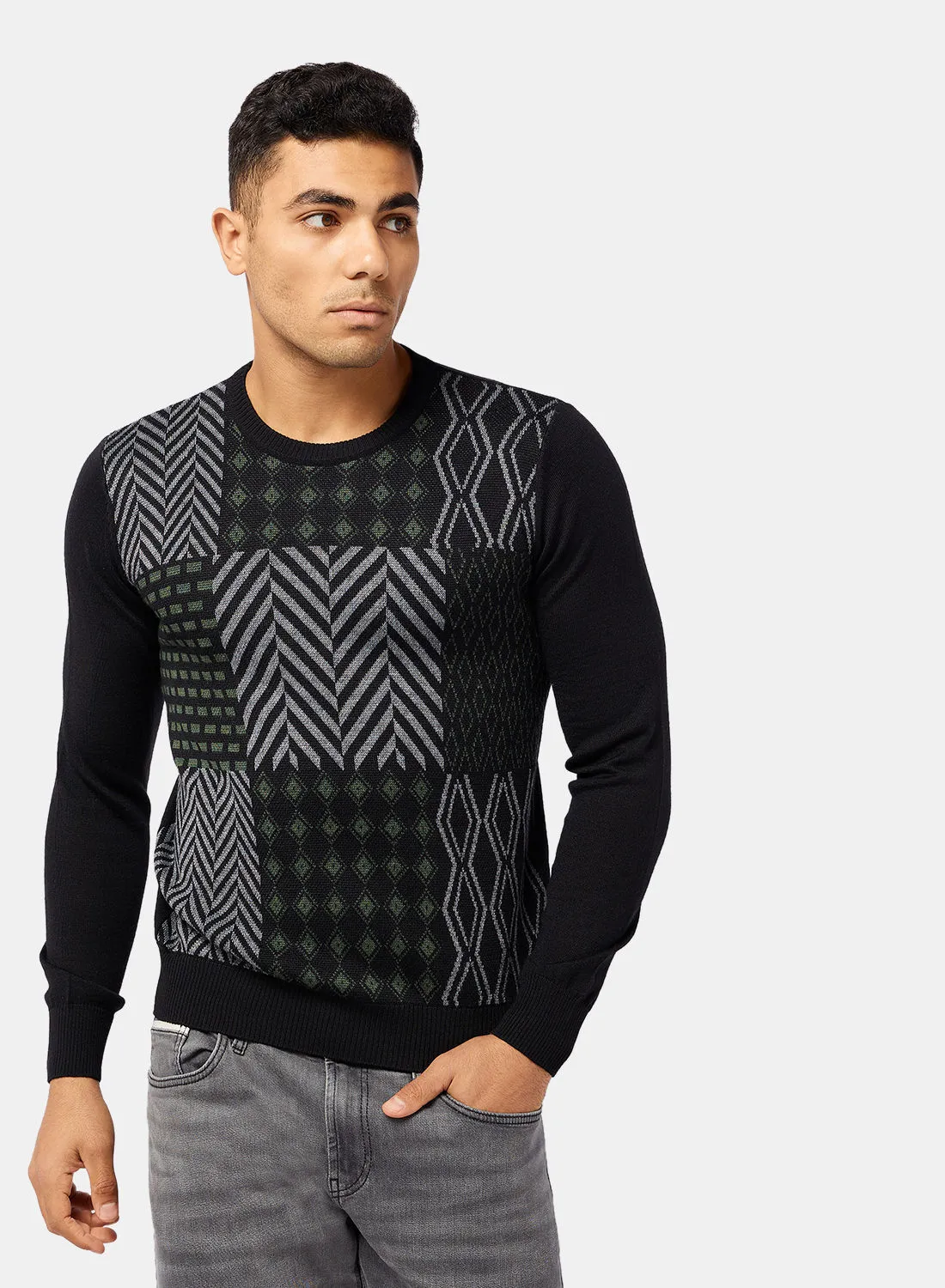 TOWN TEAM Geometric Pattern Pullover