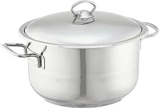 Aboud original striped 18/10 satinless steel cooking pot 28 cm with stainless handle - silver