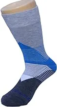 White flower cotton classic casual sock striped for men- multicolor-size 40-45