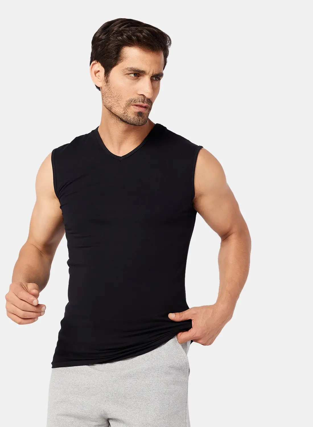 DICE Pack Of 3 Black V-Neck Lycra T-Shirt