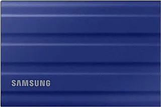 Samsung T7 Shield 1 تيرابايت USB 3.2 Gen 2 (10 جيجابت في الثانية) ، مصنف IP65 ، سرعات تصل إلى 1050 ميجابايت / ثانية ، محرك أقراص الحالة الصلبة الخارجي (SSD محمول) أزرق (MU-PE1T0R)