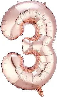 Happy Party Number 3 Balloon for Wedding, Birthday Party (Rose Gold, 32in), One Size