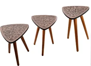 Momentum Set Of 3 Side Tables, Different Heights, Beech Wooden legs, Formica Surface