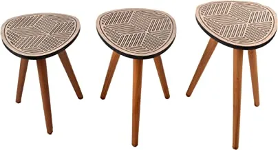 Momentum Set Of 3 Side Tables, Different Heights, Beech Wooden legs, Formica Surface