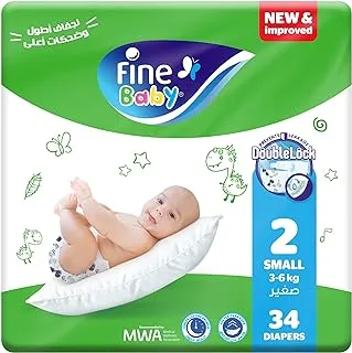 Fine Baby Diapers, Size 2, Small, 3-6 kg, 34 Diaper