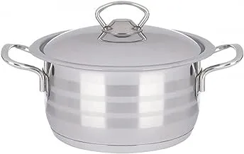 Aboud original striped 18/10 satinless steel cooking pot 22 cm with stainless handle - silver