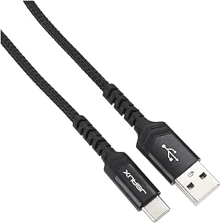 كابل JSAUX Flex Series - كابل USB-A إلى USB-C - كابل مضفر من النايلون سريع الشحن 3A ، 1 متر أسود