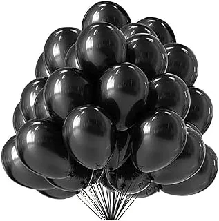 Generic Latex large matte balloons for party and birthday set of 100 pieces - black