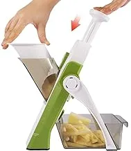 Vegetable Cutter with Collecting Basin, Vegetable Slicer, Ideal as Chip Cutter, Potato Cutter, Onion Cutter, Cucumber Slicer, Dice Cutter, Julienner Multi Cutter (A Green)