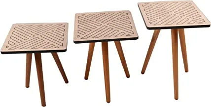 Momentum Set Of 3 Side Tables, Different Heights, Beech Wooden legs, Formica Surface